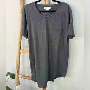 Gray Short Sleeve Tall Shirt with Chest Pocket